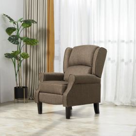 Wingback Brown Recliner Massage Chair with Heat Fabric Sofa Remote Control and Footrest for Living Room