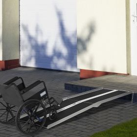 8ft Aluminum Access Ramp, Portable, Non-Skid Surface, Easy Storage, for Quick Access, Steps, Doorways, Black